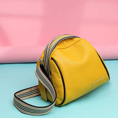 Genuine Cowhide Clutch Saddle Bag for Women Yellow
