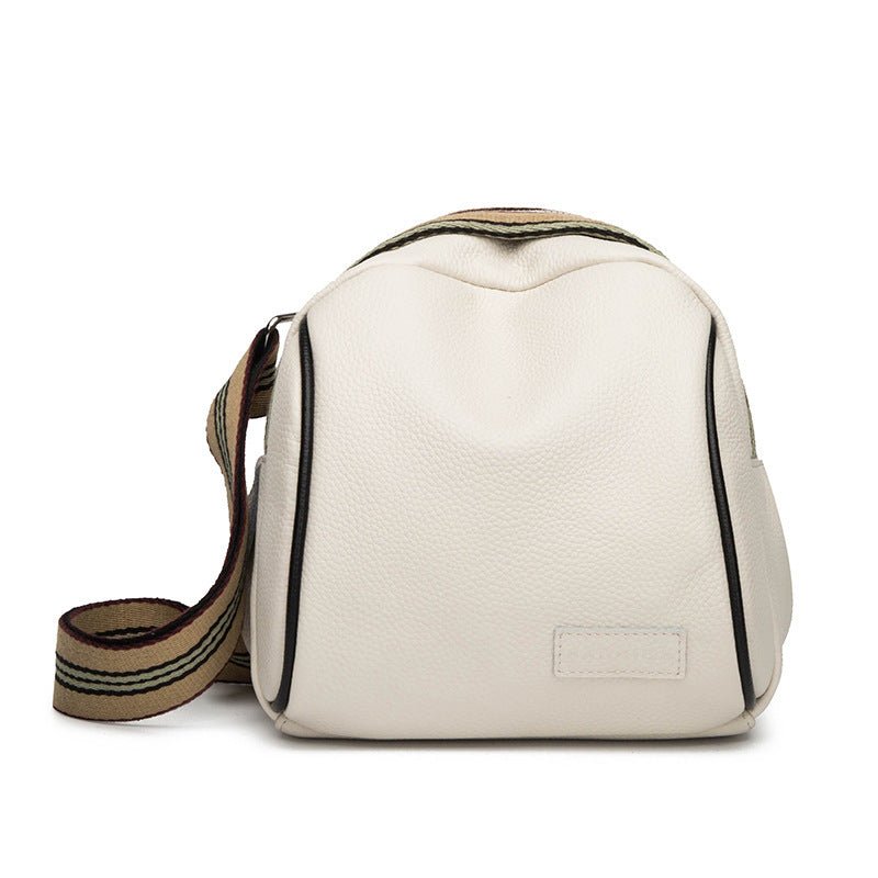 Genuine Cowhide Clutch Saddle Bag for Women White