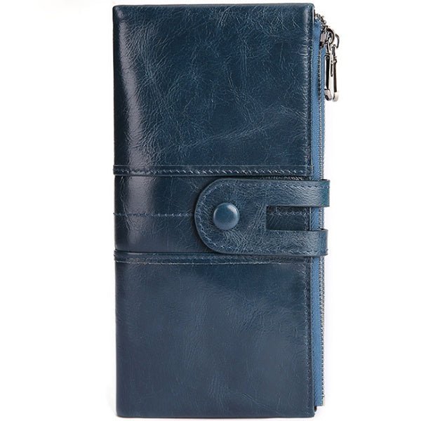 Genuine leather ladies clutch Bag Peacock blue