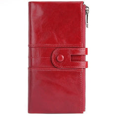 Genuine leather ladies clutch Bag Wine Red