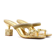 Glamorous Platform Stiletto Heel Transparent Rhinestone Slippers Women Gold