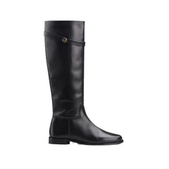 Gold Coin Chunky Heel Platform Medium Boots Black Single Liner