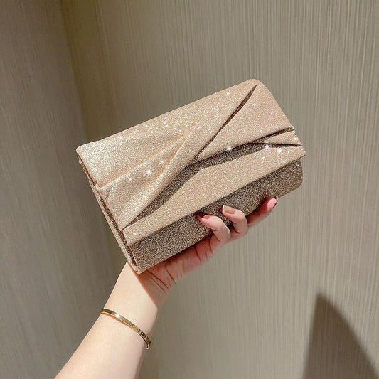 Gold Fashion Envelope Clutch Bag Cross Pouch