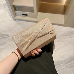 Gold Fashion Envelope Clutch Bag Cross Pouch