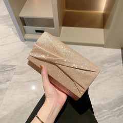 Gold Fashion Envelope Clutch Bag Cross Pouch