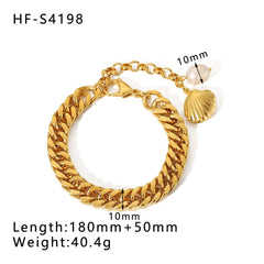 Gold Plated Shell OT Buckle Cross Beach Style Cuban Chain Bracelet HF S4198 Gold