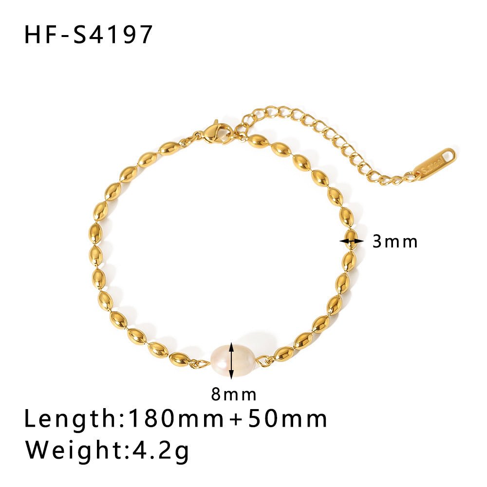 Gold Plated Shell OT Buckle Cross Beach Style Cuban Chain Bracelet HF S4197 Gold