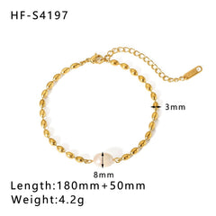 Gold Plated Shell OT Buckle Cross Beach Style Cuban Chain Bracelet HF S4197 Gold