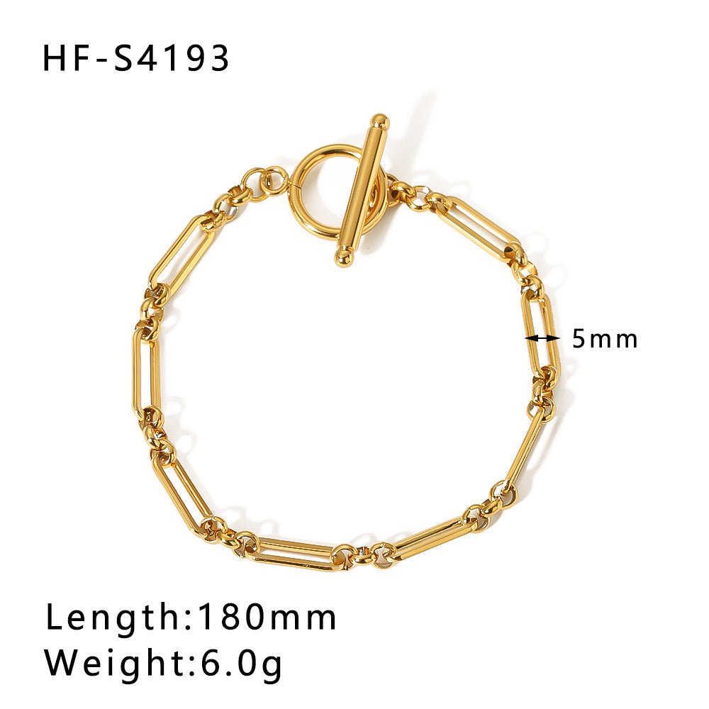 Gold Plated Shell OT Buckle Cross Beach Style Cuban Chain Bracelet HF S4193 Gold