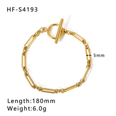 Gold Plated Shell OT Buckle Cross Beach Style Cuban Chain Bracelet HF S4193 Gold