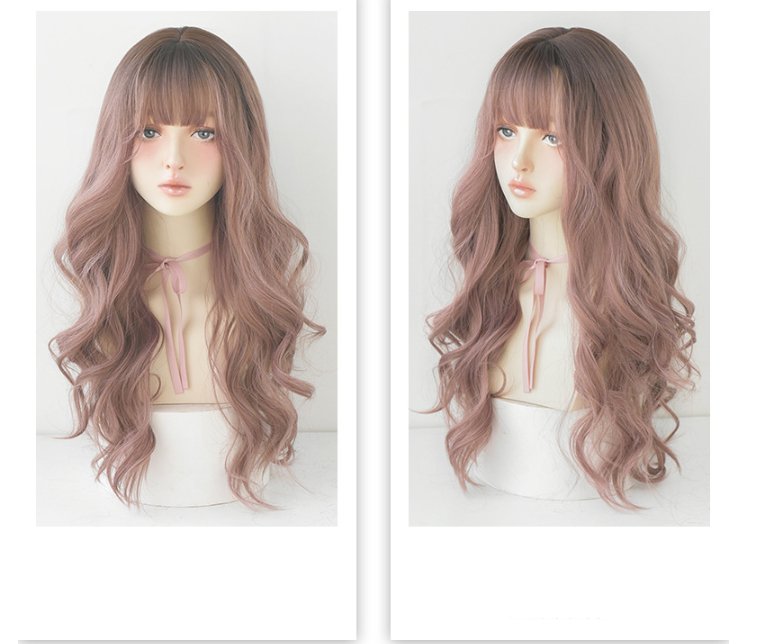 Golden Big Wave Wig Pink brown