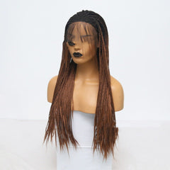 Gradient Brown Three - Strand Long Braid Wig 24inch