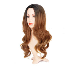 Gradient Chemical Fiber Wig for Female Trade Brown