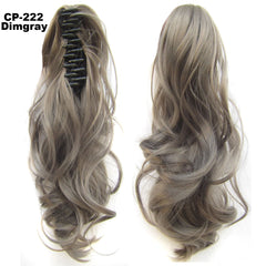 Gray Hairpiece Natural Extensions Long Wave Wrap Around Ponytail Wig Dimgray