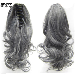 Gray Hairpiece Natural Extensions Long Wave Wrap Around Ponytail Wig M1gray