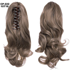 Gray Hairpiece Natural Extensions Long Wave Wrap Around Ponytail Wig 10T16