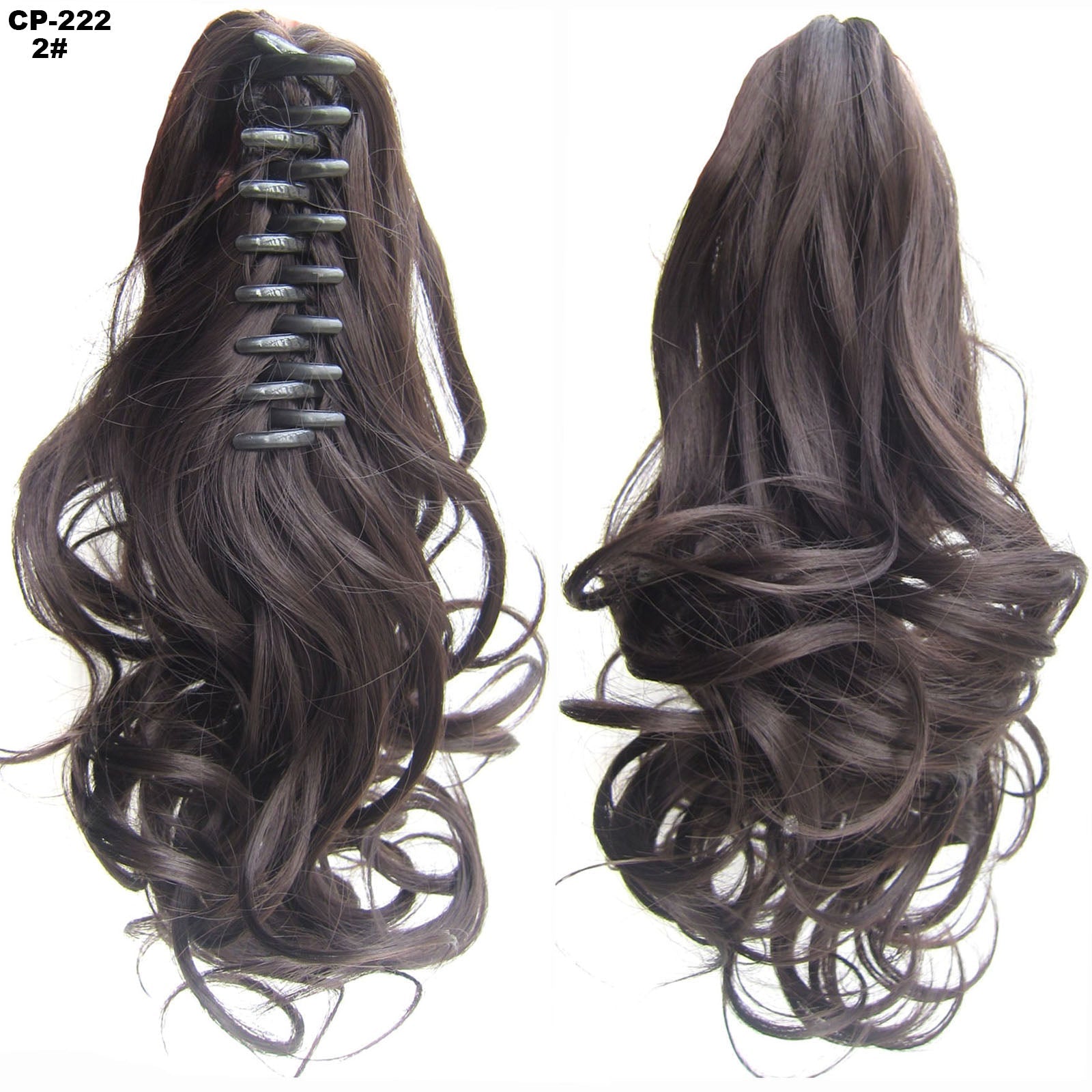 Gray Hairpiece Natural Extensions Long Wave Wrap Around Ponytail Wig 02