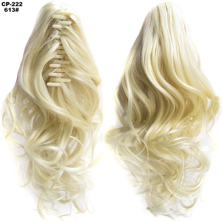 Gray Hairpiece Natural Extensions Long Wave Wrap Around Ponytail Wig 0613