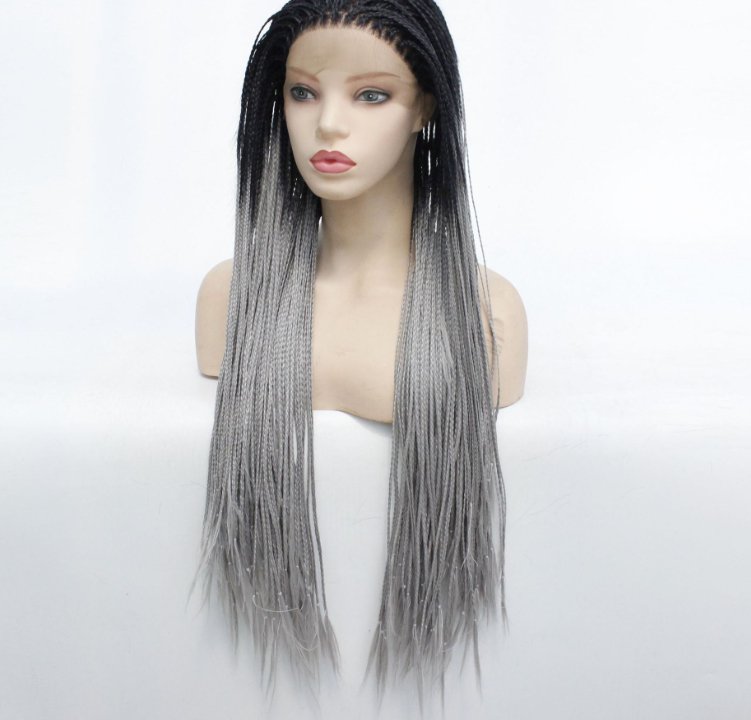 Grey Triple Strand Dirty Braided Headgear Wig Photo color