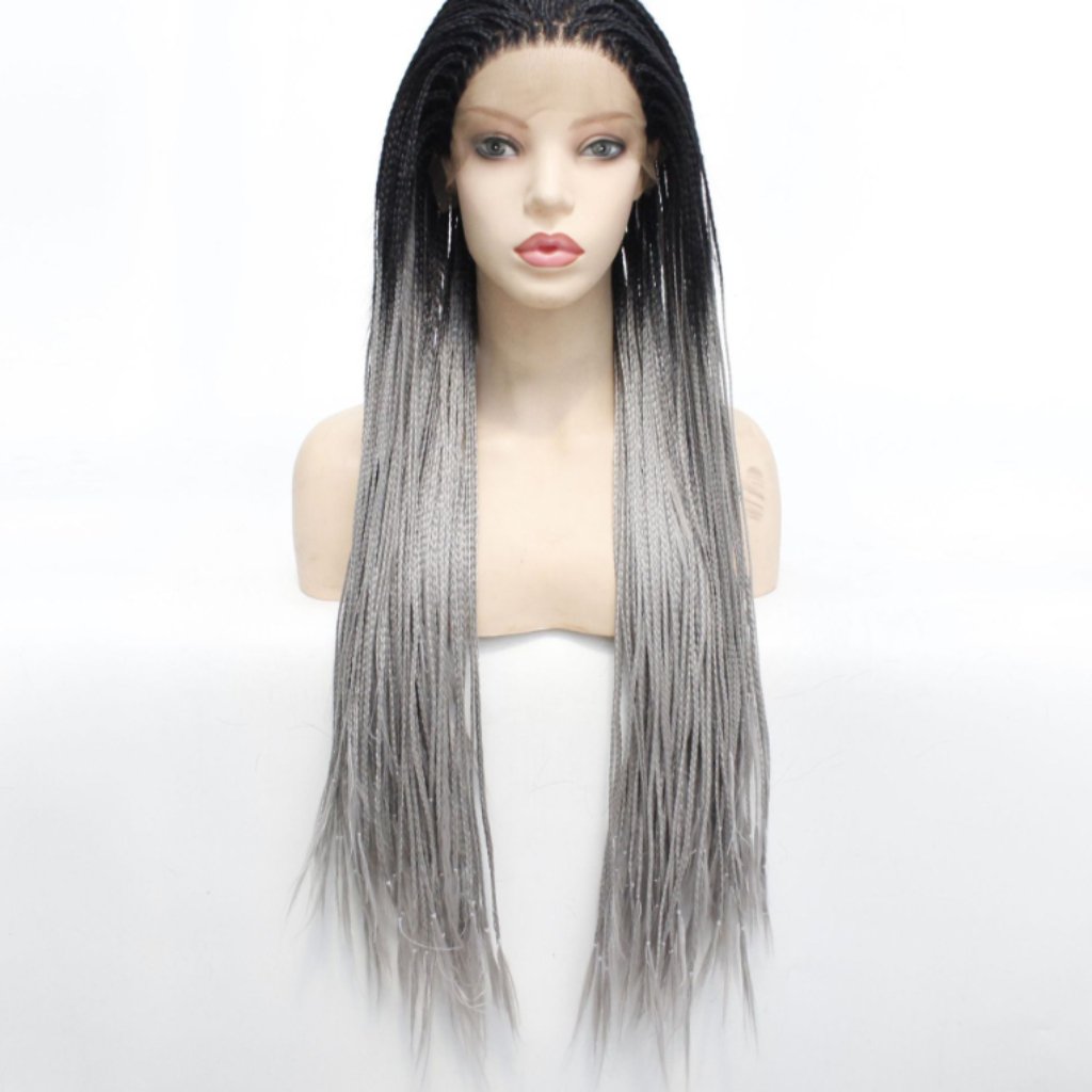 Grey Triple Strand Dirty Braided Headgear Wig Photo color