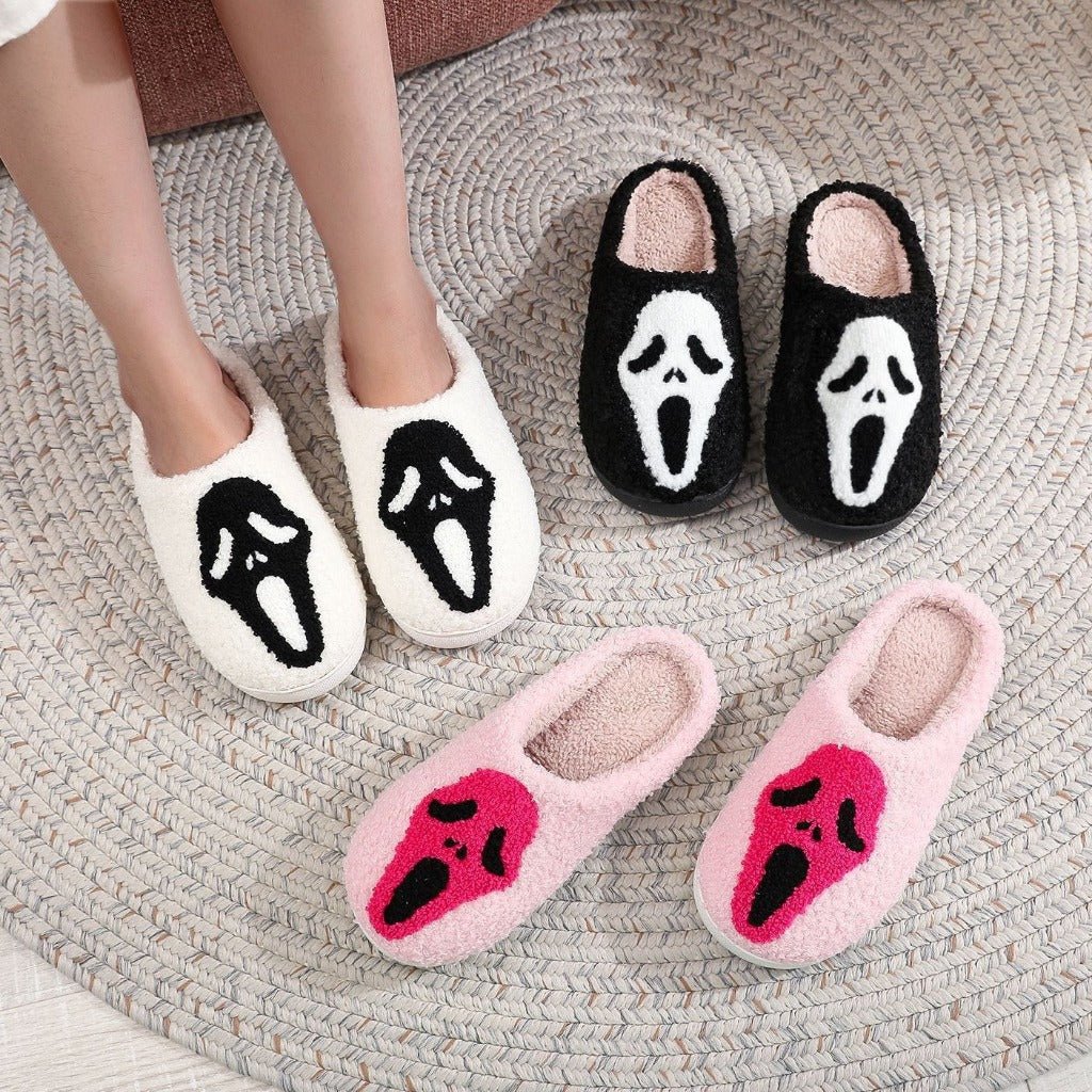 Grimace Warm Indoor Cotton Relaxing Slippers Home Comfort Shoes Cotton Slippers Pink Skull