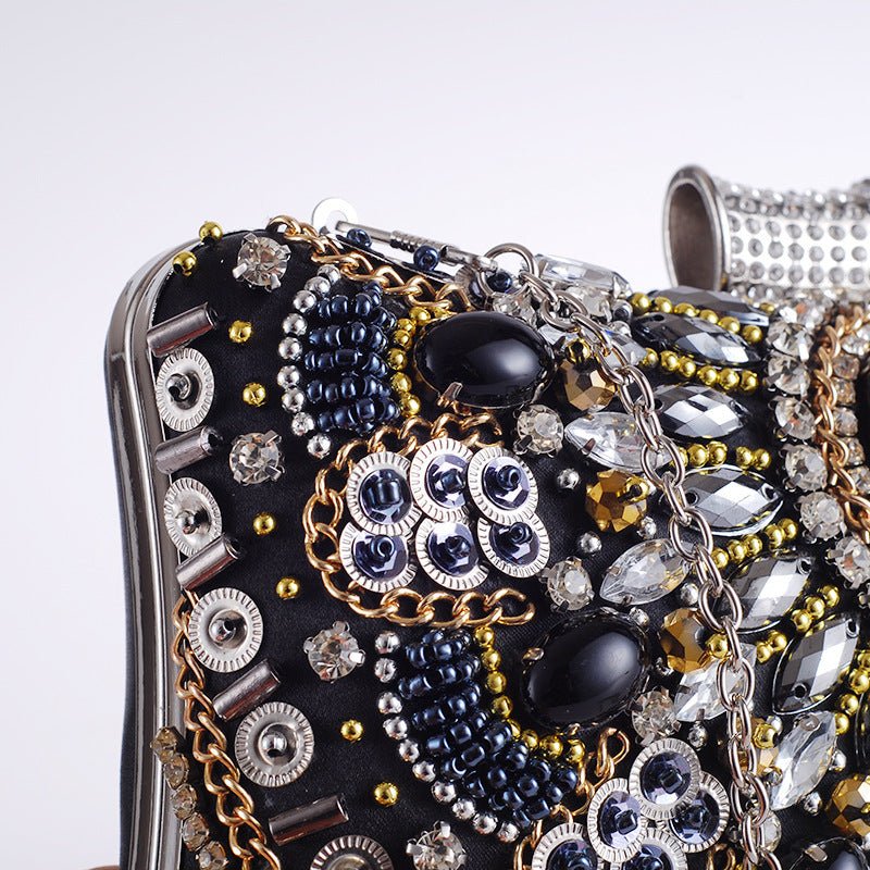 Hand - Made Beaded Clutch for Women - European & American Style Black