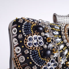 Hand - Made Beaded Clutch for Women - European & American Style Black