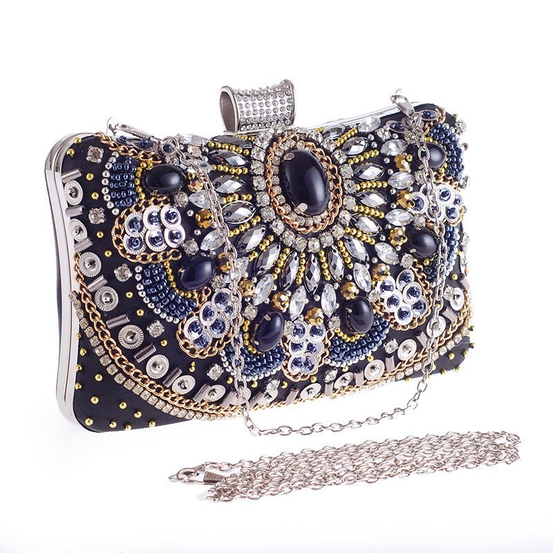 Hand - Made Beaded Clutch for Women - European & American Style Black