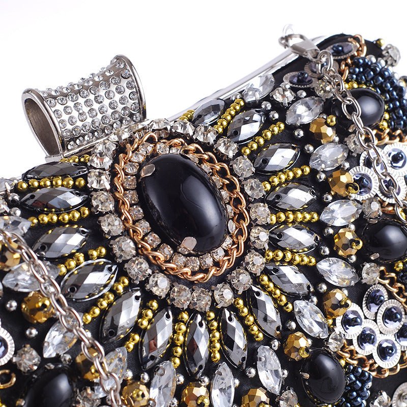 Hand - Made Beaded Clutch for Women - European & American Style Black