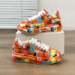 Hand - painted Women's Captures Platform Casual Shoes Painted Sports Orange