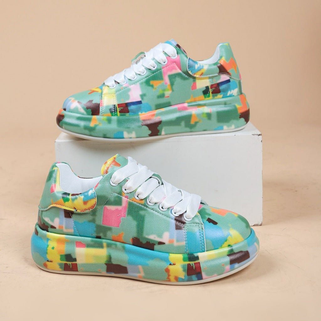 Hand - painted Women's Captures Platform Casual Shoes Painted Sports Sky Blue