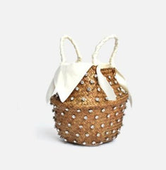 Hand - stitched holiday clutch Beige