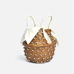 Hand - stitched holiday clutch Beige
