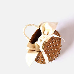 Hand - stitched holiday clutch Beige