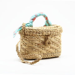 Handmade Black Straw Clutch Bag for Fashionable Beach Days Blue