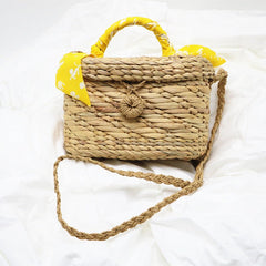 Handmade Black Straw Clutch Bag for Fashionable Beach Days Yellow