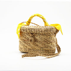 Handmade Black Straw Clutch Bag for Fashionable Beach Days Blue