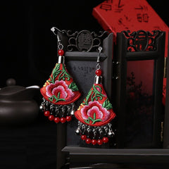 Handmade Embroidery Ethnic Style Earrings – Cultural Chic Red