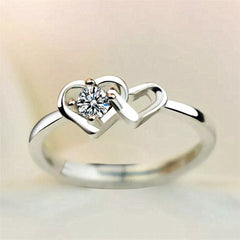 Heart - Shaped Love Hollow Ring: Exquisite Jewelry for Women White Gold Color