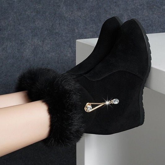 Height Increasing Insole Snow Boots For Women Black