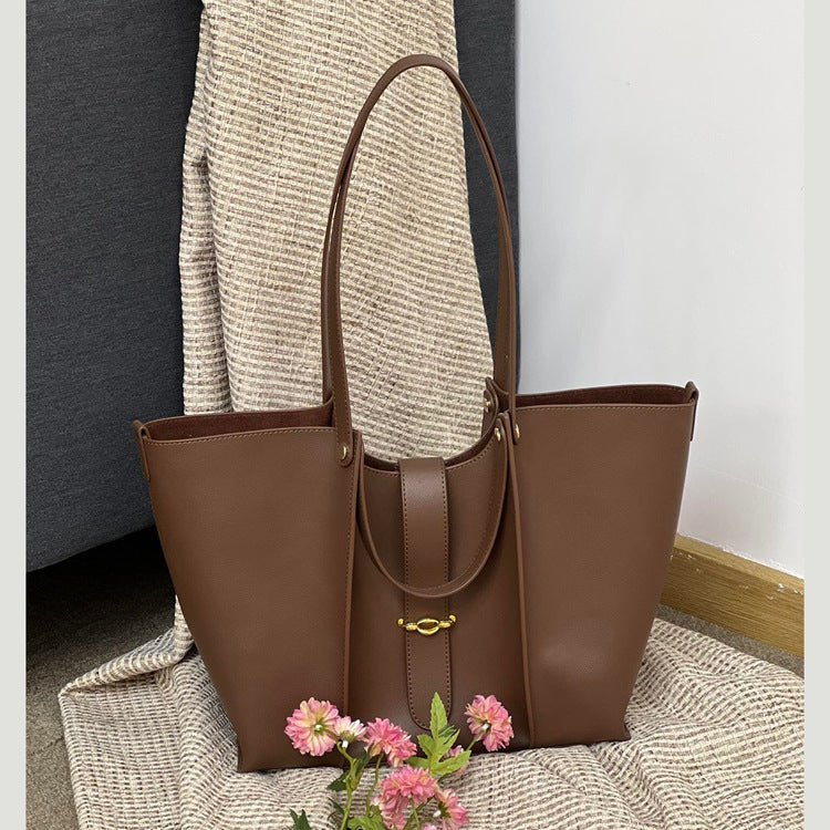 High - grade Genuine Leather Tote Bag with Large Capacity for Women White