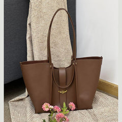 High - grade Genuine Leather Tote Bag with Large Capacity for Women White