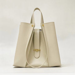 High - grade Genuine Leather Tote Bag with Large Capacity for Women White