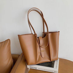 High - grade Genuine Leather Tote Bag with Large Capacity for Women Milky Yellow