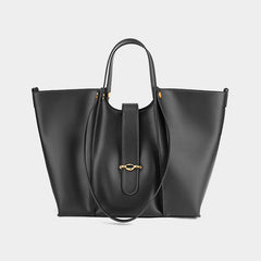 High - grade Genuine Leather Tote Bag with Large Capacity for Women Black