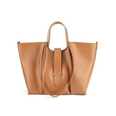 High - grade Genuine Leather Tote Bag with Large Capacity for Women Brown
