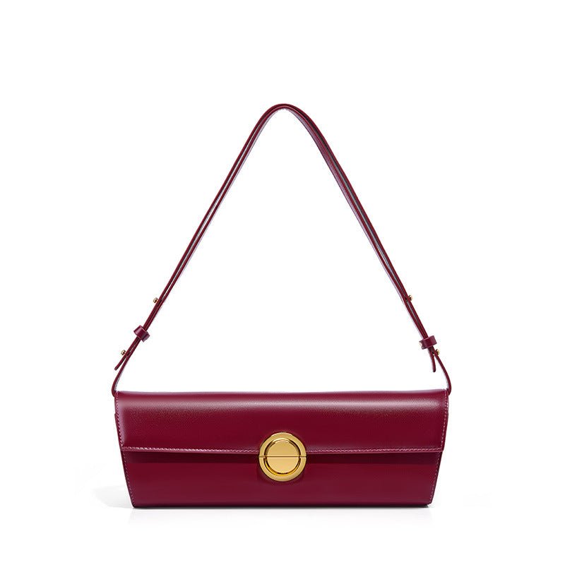 High - grade Light Luxury Genuine Leather Women's Bag Wine Red