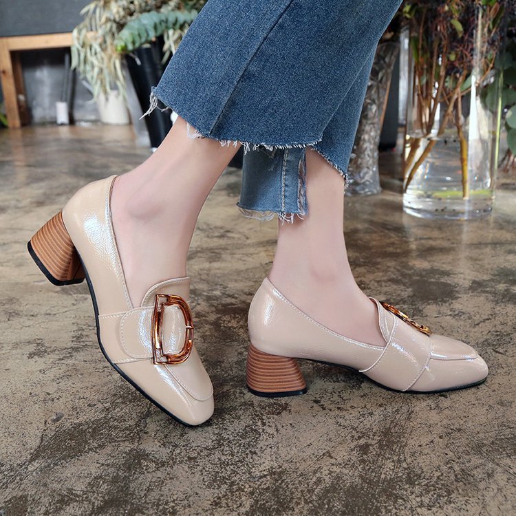 High Heeled Single Shoes For Women Thick Heeled Soft Shoes Black