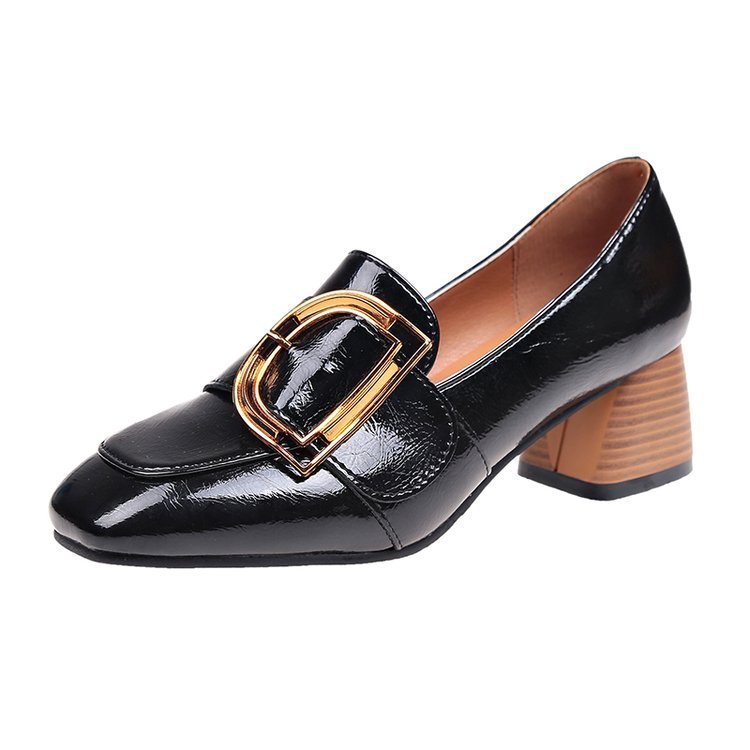 High Heeled Single Shoes For Women Thick Heeled Soft Shoes Black