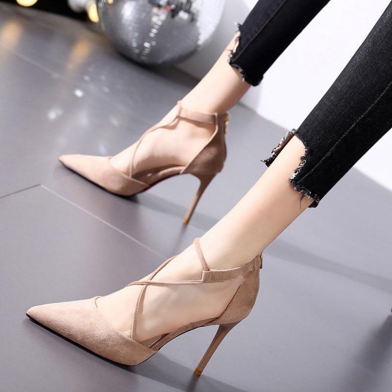 High Heels Sexy Apricot Comely Suede Ladies Pumps for all occasions Apricot 9cm